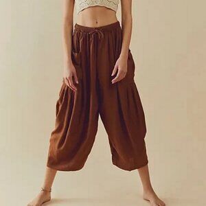 Free People Quinn Pants Chocolate Drawstring Pockets Pull On S